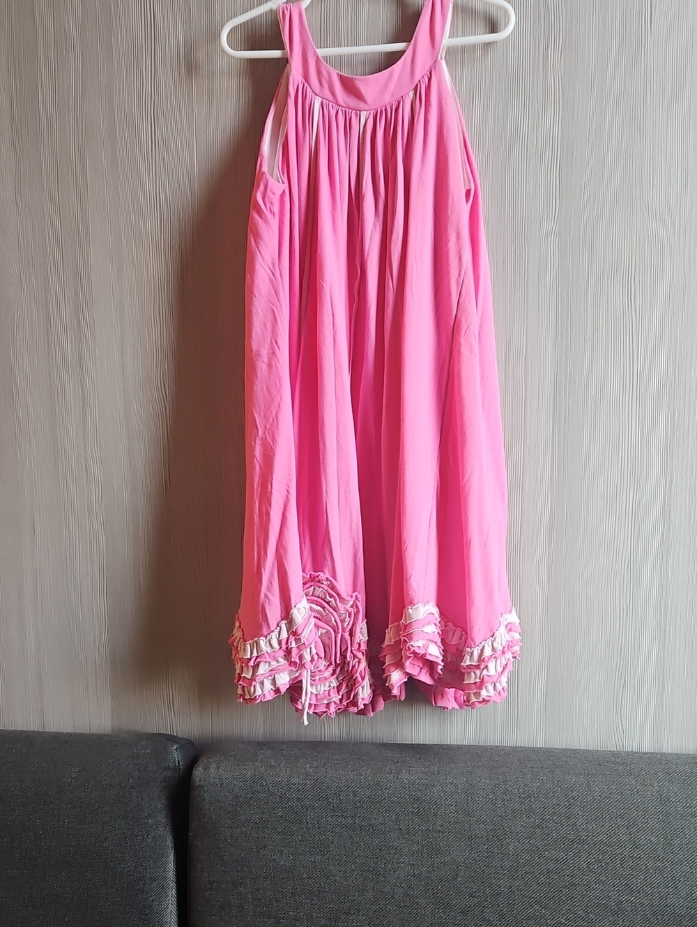 Bright Pink Ruffle-Hem A-Line Skirt